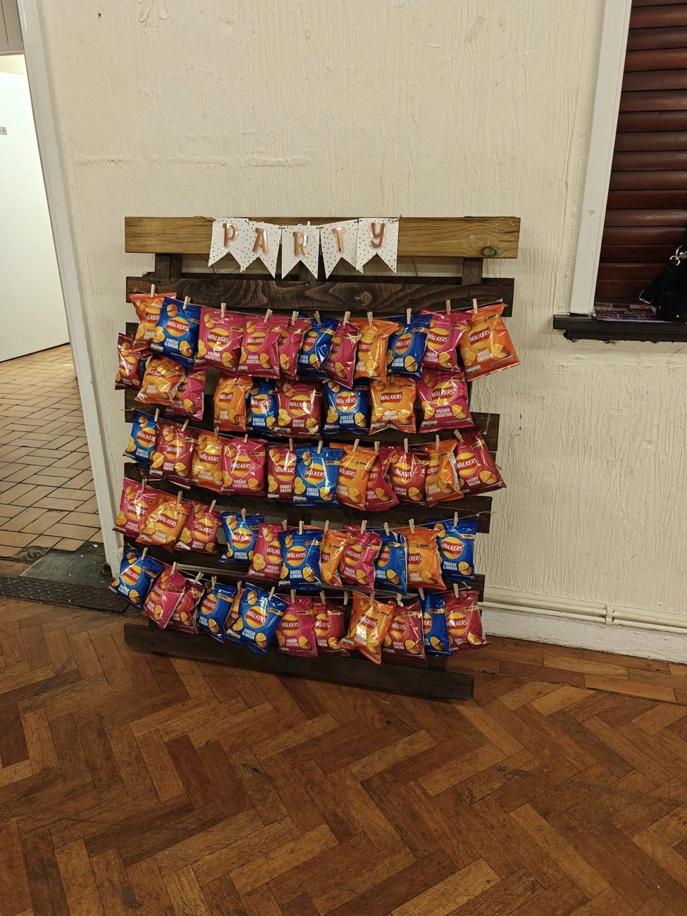 Crisp wall hire with Party bunting at an Essex celebration